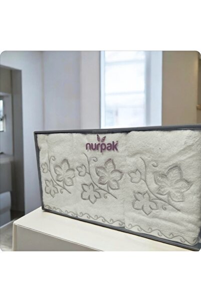 Nurpak Çınar Bamboo Embroidered Boxed 6 Pieces 50X90 Hand Towels