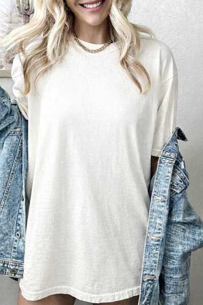 New Shine Solid Color White T-Shirt