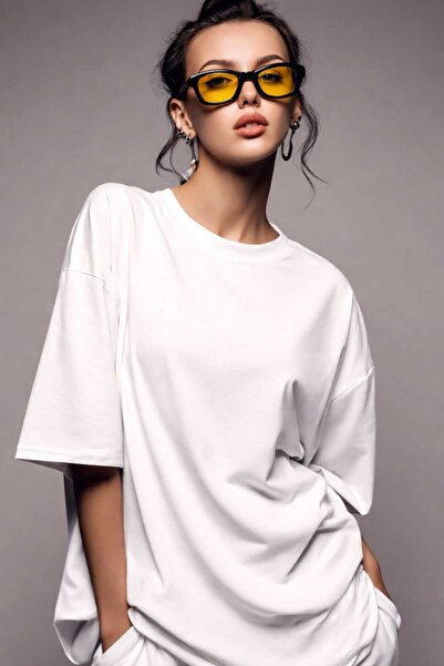 New Shine Solid Color Women's White T-Shirt