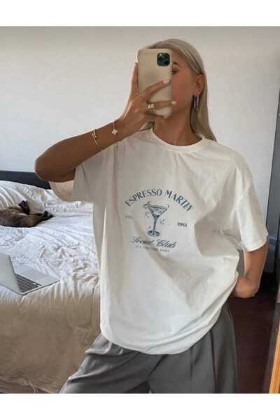 Framgan Ženski beli espresso Martin Štampano T-shirt - okrugla kragna