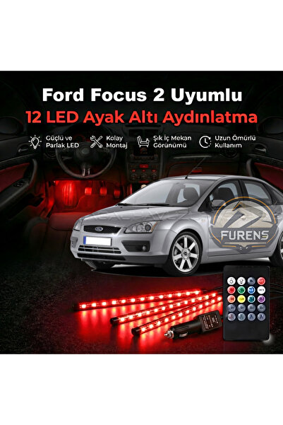 STS Oto Aksesuar Ford Focus 2 Uyumlu Uyumlu RGB Ayak Altı LED 12 Led Kumandal...