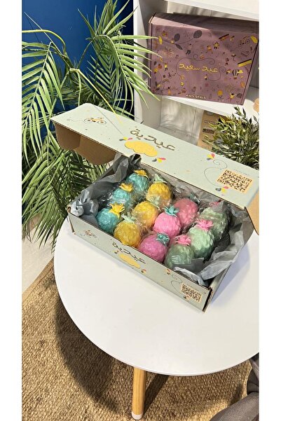 Kids skills عيدية سكوشي أناناس 12 حبة في بوكس سماوي توزيعات اطفال