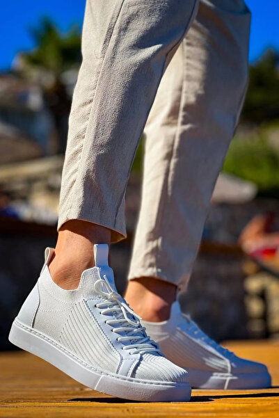 USLUCAN ALIŞVERİŞ Kb-112 Kuback White Knitwear Lace-Up Casual Men's Shoes
