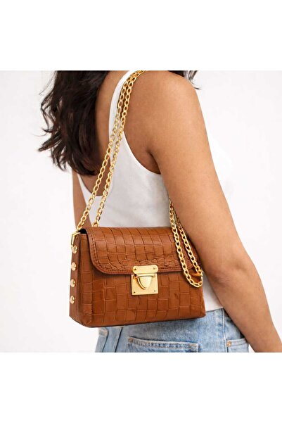 aurellen حقيبة كتف نسائية بحزام سلسلة ونمط جلد التمساح قابلة للقفل، حقيبة يد ...