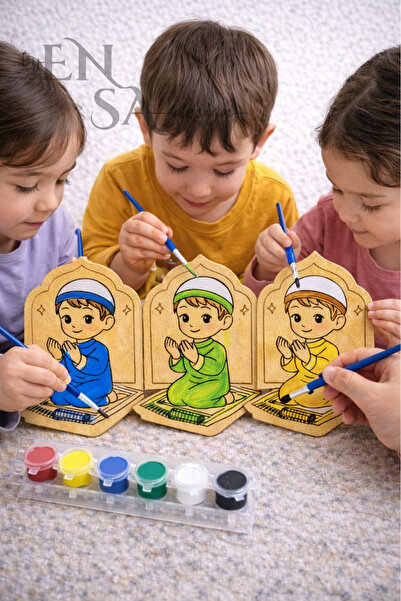 PİNK DESİGN KİTCHEN Namaz Kılan Çocuk Ahşap Boyama Seti – Ramazan Etkinlik Se...
