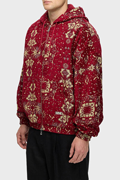 LES BENJAMINS Patterned Cotton Regular Fit Hooded Zippered Sweat Men's Sweat ...