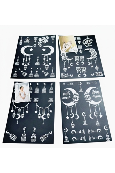 Ramadan /Eid Henna Stencil Sheets 4 Pcs Set