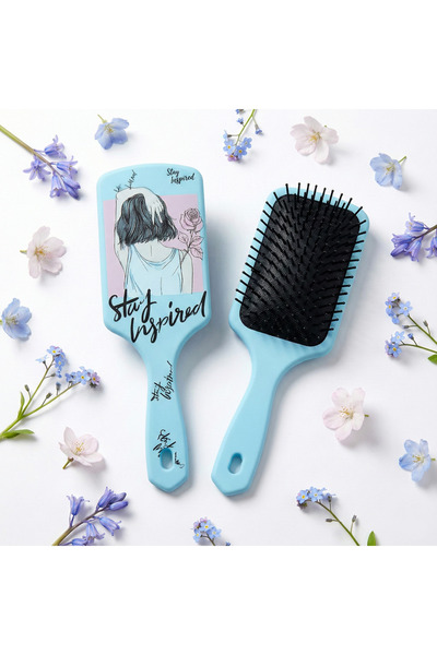 Rayan & Hoor Style 💙   Bonita "Stay Inspired" Special Design Blue Hairbrush 🌹