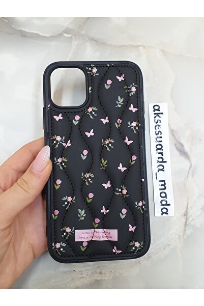 ZB Aksesuarda Moda iPhone 11 Compatible Quilted Floral Patterned Special Boxe...