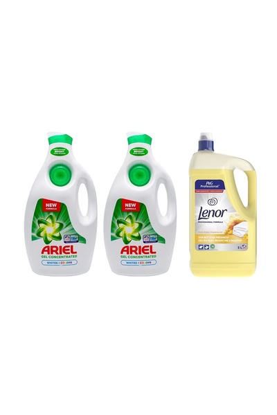 Ariel 2x Liquid Laundry Detergent Whites + Colors, 6.3L + Lenor Summer Breeze 5L