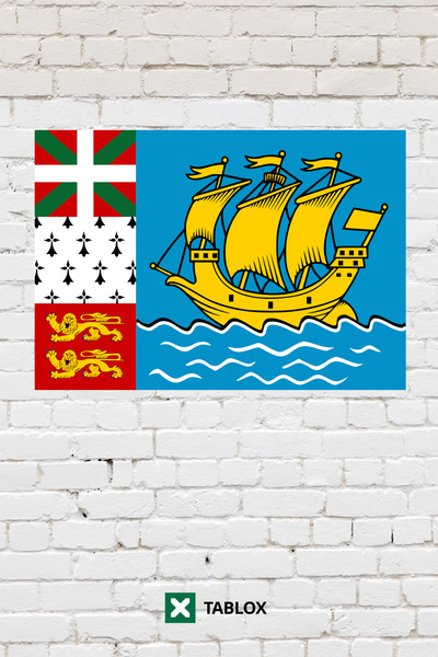 TABLOX Saint Pierre and Miquelon Flag Decorative Table Sign Mdf Wood Table Si...