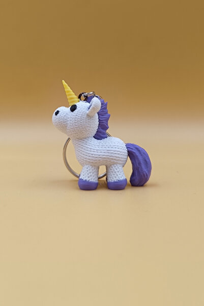 Rodopiva Breloc unicorn cu coadă mov, cu model tricotat (plastic)