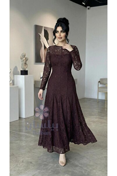 Bailsan فستان طويل دانتيل خمري داكن