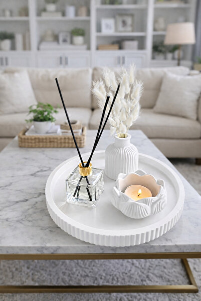 Sisay Home Premium Dekoratif Tepsi Seti | Tealight Mumluk – Oda Kokusu – Vazo...