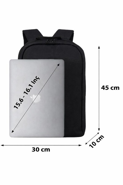 the modawest 2 Bölmeli Su Geçirmez Fermuar ve Kumaş Detaylı Siyah Laptop Sırt Çantası