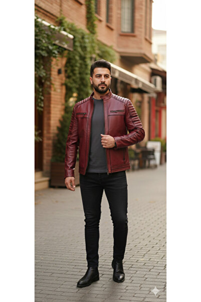 halismenspor معطف جلد حقيقي للرجال من جلد الخراف، سترة من الجلد الحقيقي، سترة...