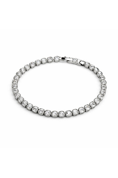 NO BRAND Elegant Silver Tennis Bracelet with Stone-Embellished 2mm