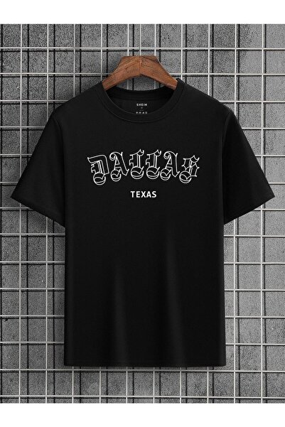 Mythologie Μπλουζάκι Dallas Texas - μαύρο, με στάμπα, λαιμόκοψη πετσετέ, με σ...