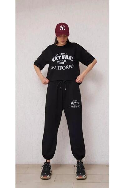 Mythologie Natural Sweatpants T-shirt - Black Jogger T-Shirt Bottom Top Track...