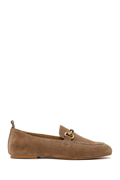 Derimod Women's Mink Buckle Suede Leather Loafer 26Pfd202410