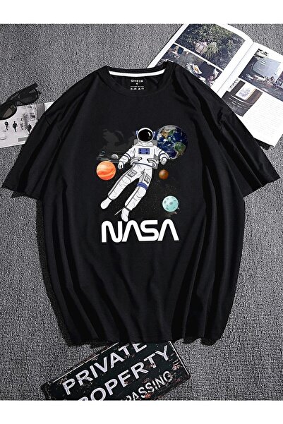 Mythologie Figurină astronaut cu text NASA - neagră, imprimată, cu gât rotund...