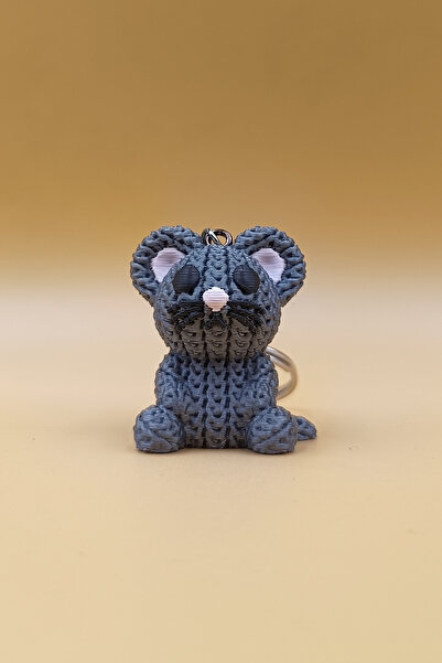 Rodopiva Breloc șoricel cu model tricotat (plastic)