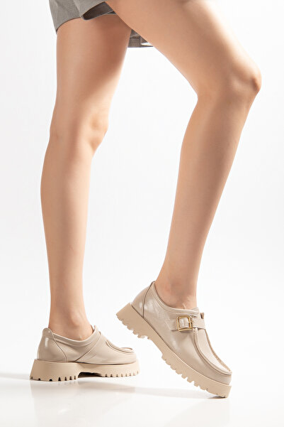 MODA MHS Tudor Women's Thick Sole Buckle-Detail Loafer Shoes for Daily Wear