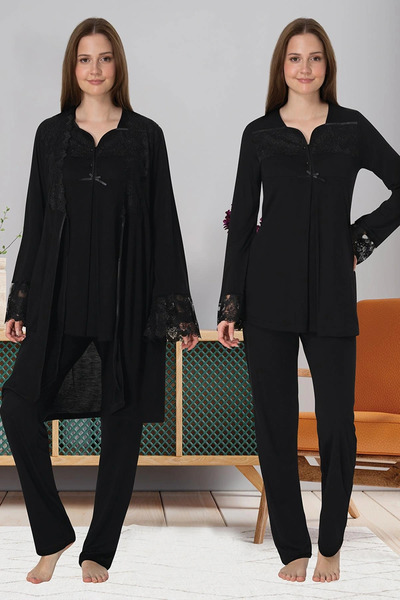 SS HOME CONCEPT طقم بيجامة للحوامل من Effortt 4084 مع روب دانتيل