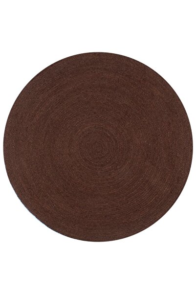 Concept Covor manual, maro, 90 cm, iută, rotund