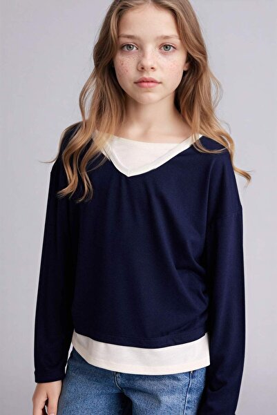 DeFacto Μπλουζάκι από χτενισμένο βαμβάκι για κορίτσια G8465A826SP