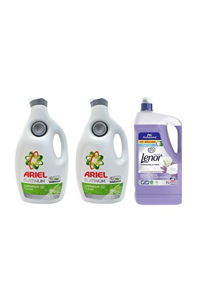 Ariel 2x Detergent lichid de rufe lichid Platinium, 6.3L + Lenor Lavender 5L