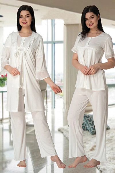 isiltikidsmoda Effortt 4074 flanged sleeve robe maternity pajama set