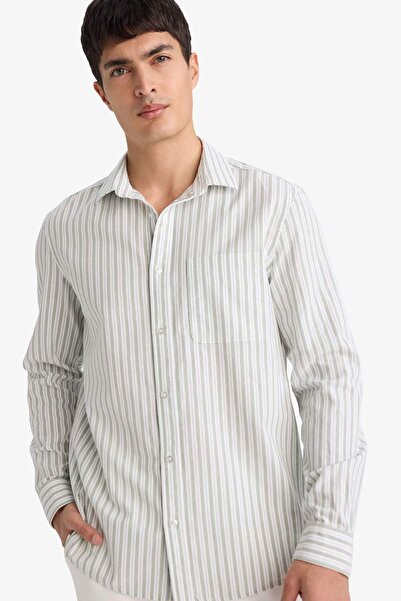 DeFacto 100% Cotton Striped Shirt D6101Ax26Sp