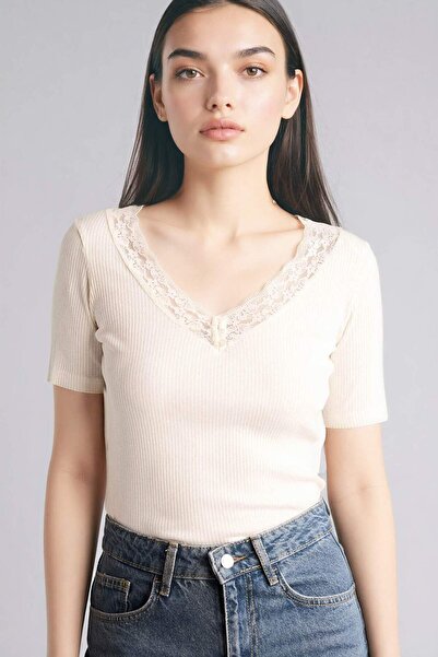 DeFacto Slım Fıt Fitilli Kaşkorse Tişört G9665AX26SP