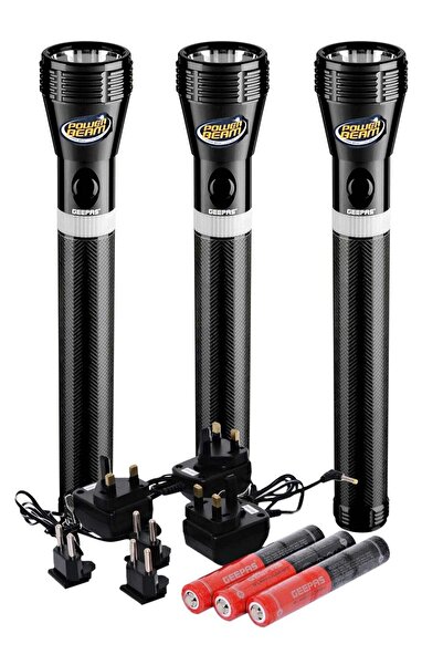 Geepas GFL4622N Family Pack Rechargeable LED Flashlight Set Of 3
