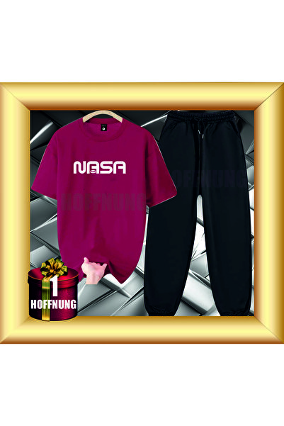 HOFFNUNG Unisex Casual Short Sleeve Set with Nasa Print Outdoor Spring/Summer...