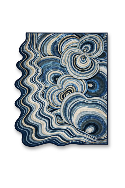 Rugs Modern Halı SDT Mavi Tonlarda Soyut Şekilli Dalgalı Desenli Dokuma Taban...