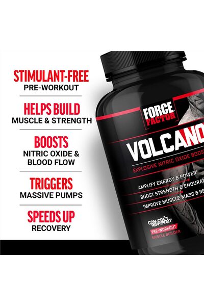 force factor فولكانو بريم ووركوت: معزز أكسيد النيتريك للرجال مع الكرياتين وال...