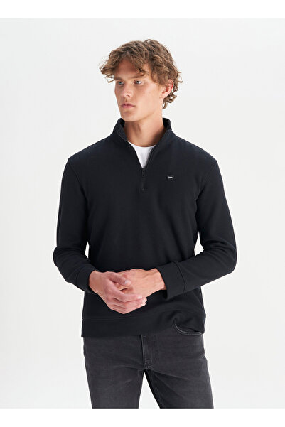 WRANGLER Dik Yaka Siyah Erkek Sweatshırt TW2520532001 Siyah Sweatshirt