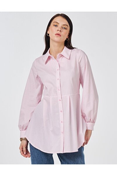 KYR Βαμβακερό τουνίκ με λεπτομέρεια από πλέγμα, ροζ καραμέλα