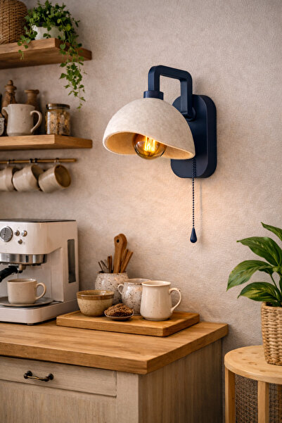 Limon 3D Desing Modern Beton Görünümlü Duvar Aplik | Zincir Anahtarlı | Yatak...