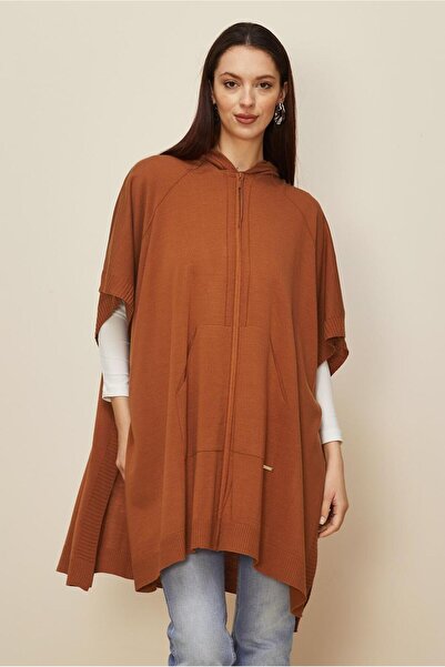 Alvina Hooded Tri̇ko Poncho 45898