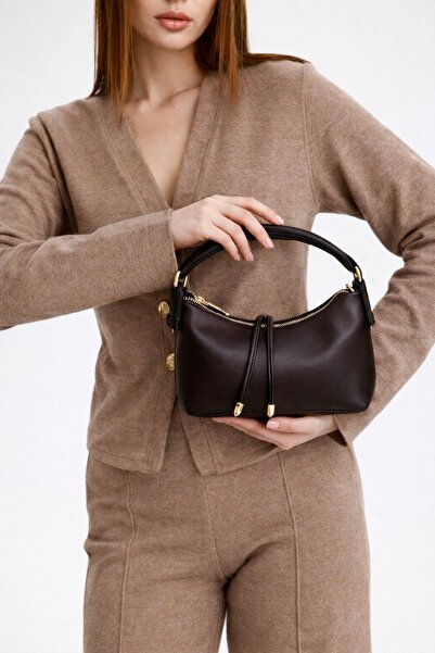 CANTACOMBINE Women's Mini Aura Hand and Shoulder Bag Bitter Brown