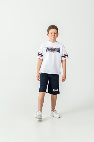Mışıl Kids Set de pantaloni scurți și tricou pentru băieți cu imprimeu Warrio...