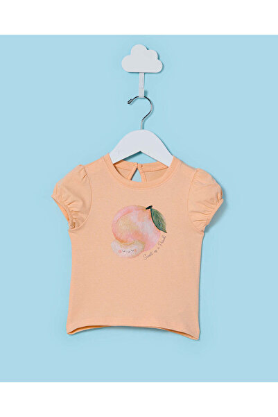 REDTAG تيشيرت مطبوع صورة فاكهة الخوخ للفتيات الصغيرات