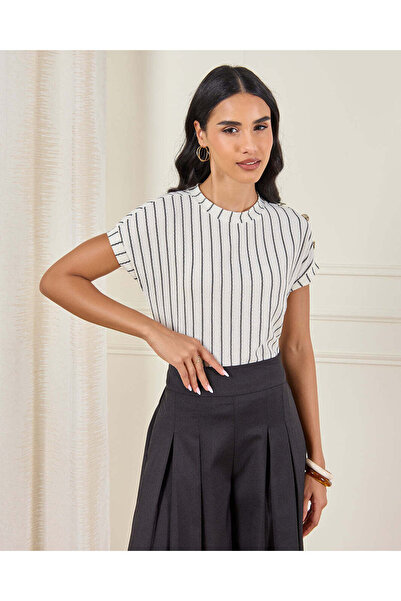 REDTAG Women White Striped Blouse