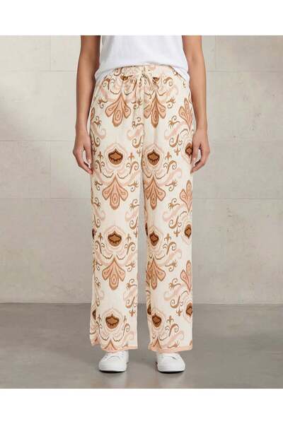 REDTAG Women Beige Printed Wideleg Pants