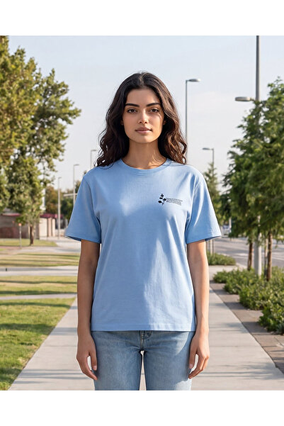 REDTAG Women Blue Printed T-Shirt