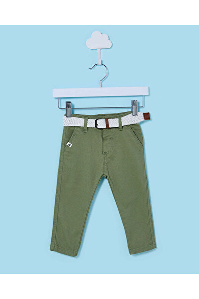 REDTAG Infant Boys Olive Dobby Belted Chino Trousers