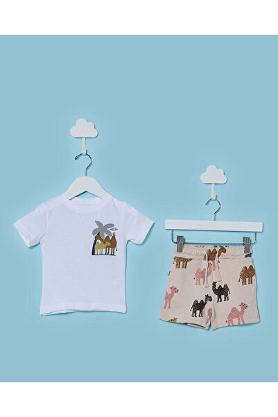 REDTAG Infant Boys White Printed Casual Set (2 Piece)